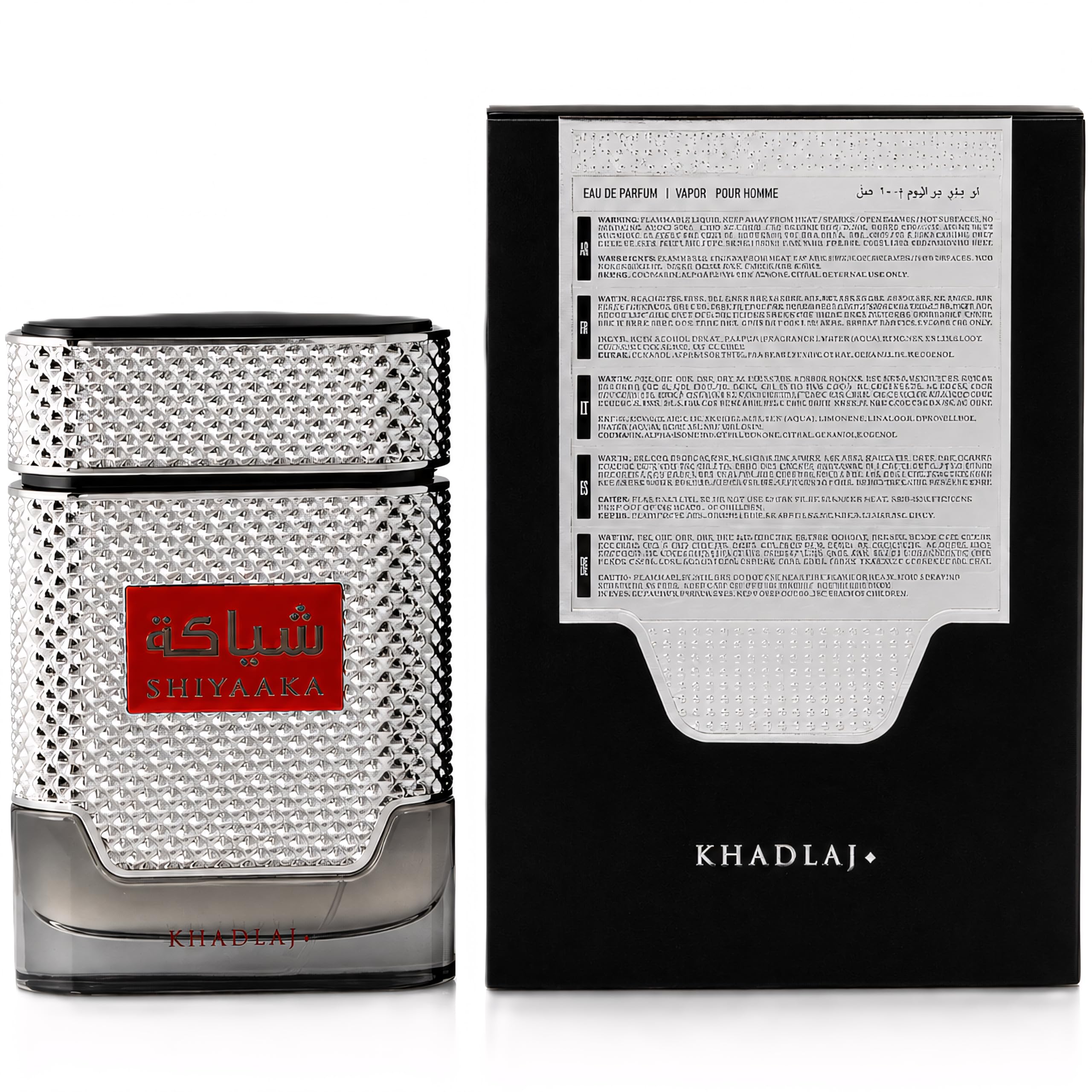Khadlaj Shiyaaka Silver Eau de Parfum Spray para homens, 100 ml